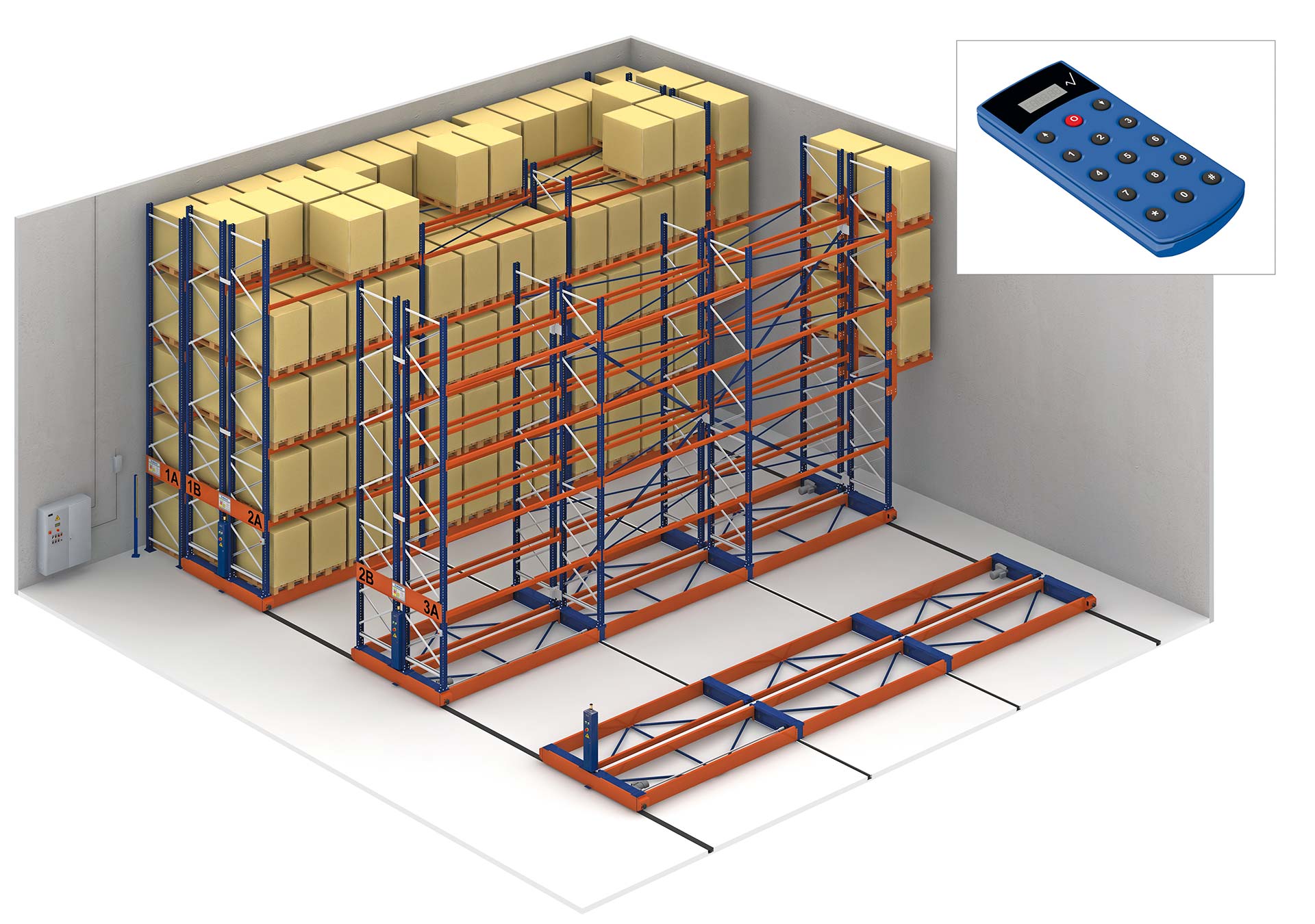 Operators move the racks via a remote control