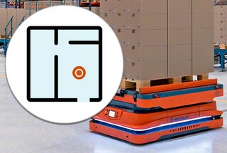 Pri konfiguriranju sistema robot AMR skenira skladišče, da ustvari virtualni zemljevid